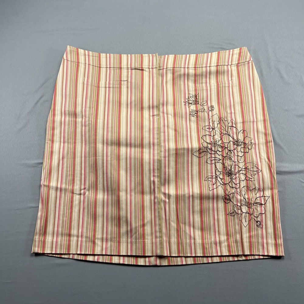 Lane Bryant Pencil Skirt Womens XL Multicolor Striped Embroidered Floral Zip Fly